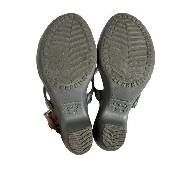 Crocs Cyprus Wedge Heel Shoe Womens 9 Gray Lavender Sandals Comfort Slip On - Picture 7 of 9